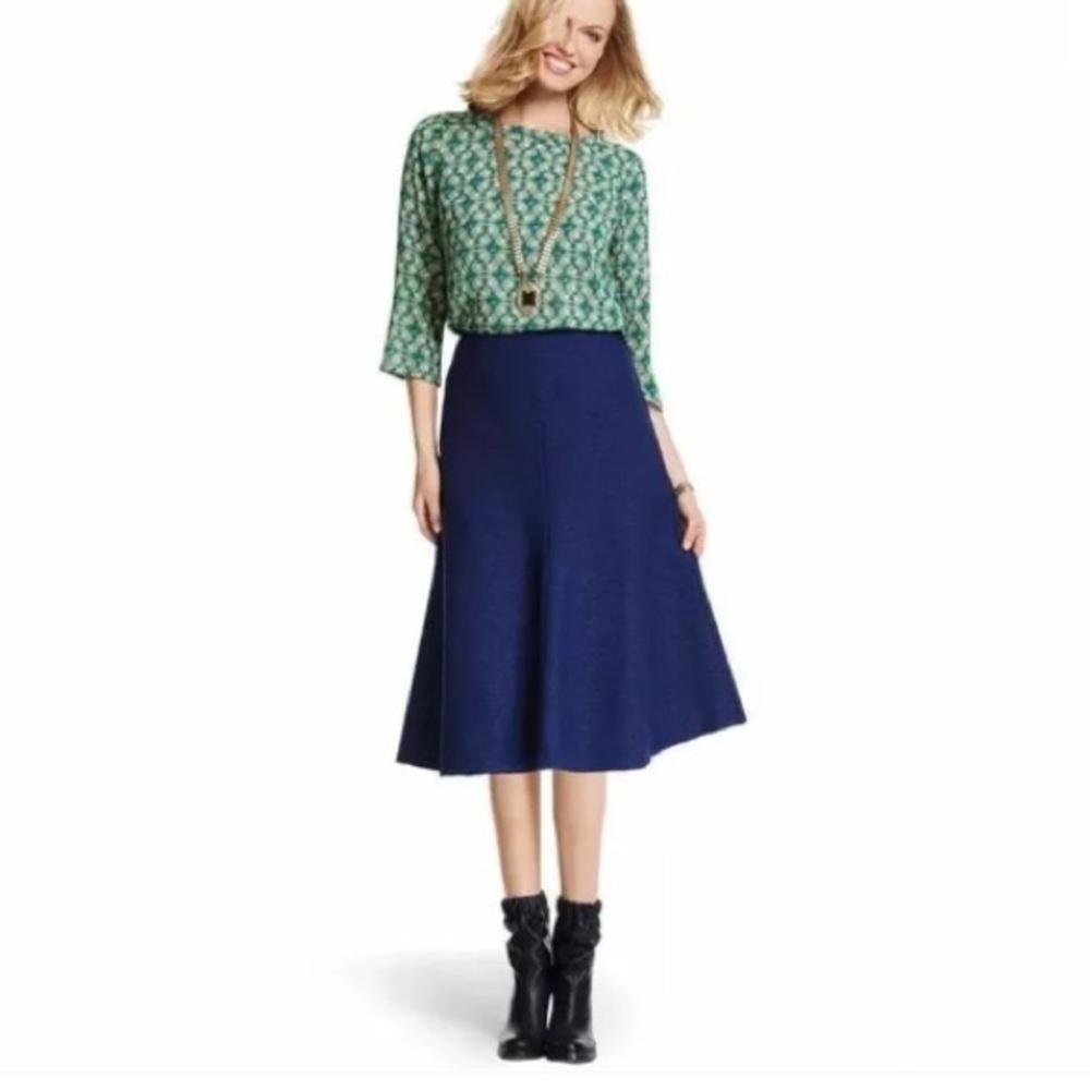 Classic A-Line Midi Skirt in Navy